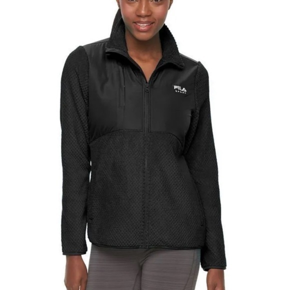 FILA Sport Women's Cloud Peak Black‎ Fleece Jacket Size XL
